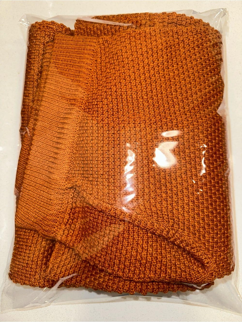Textured Wide-Leg Pants in Rust Orange - Picture 3 of 3